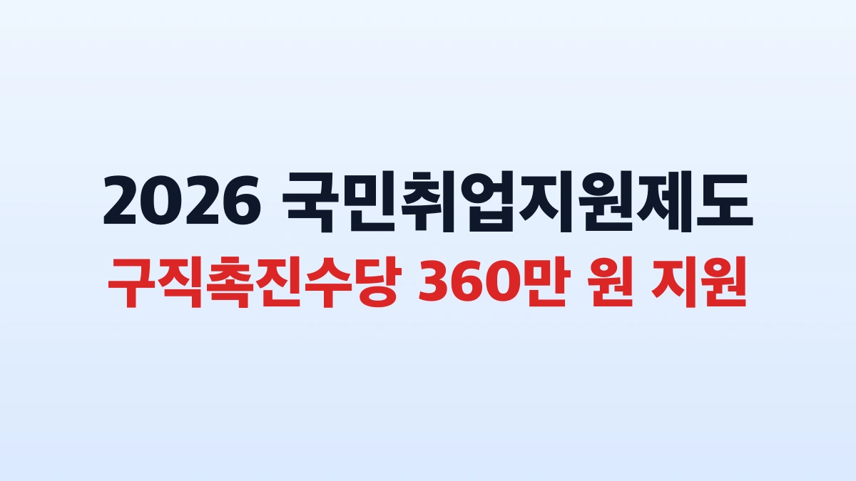 2026 국민취업지원제도 1유형 360만원 신청방법