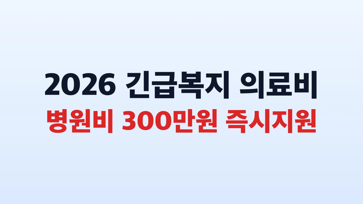 2026 긴급의료비 300만원 신청방법 대상 총정리
