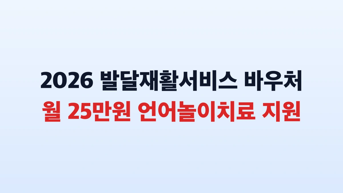 2026 발달재활서비스 월25만원 신청방법 대상 총정리