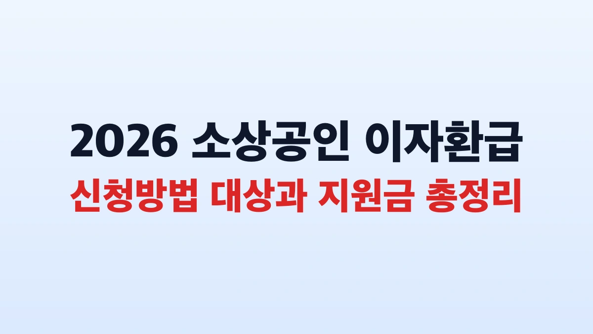 2026 소상공인 이자환급 신청방법 대상과 지원금 총정리