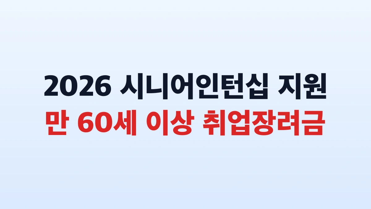 2026 시니어인턴십 만 60세 이상 취업장려금 총정리
