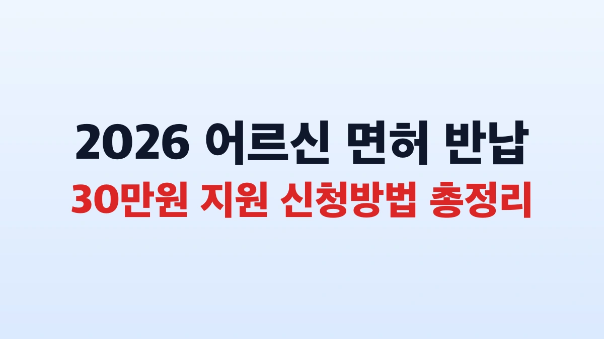 2026 어르신 면허 반납 30만원 지원 신청방법 총정리