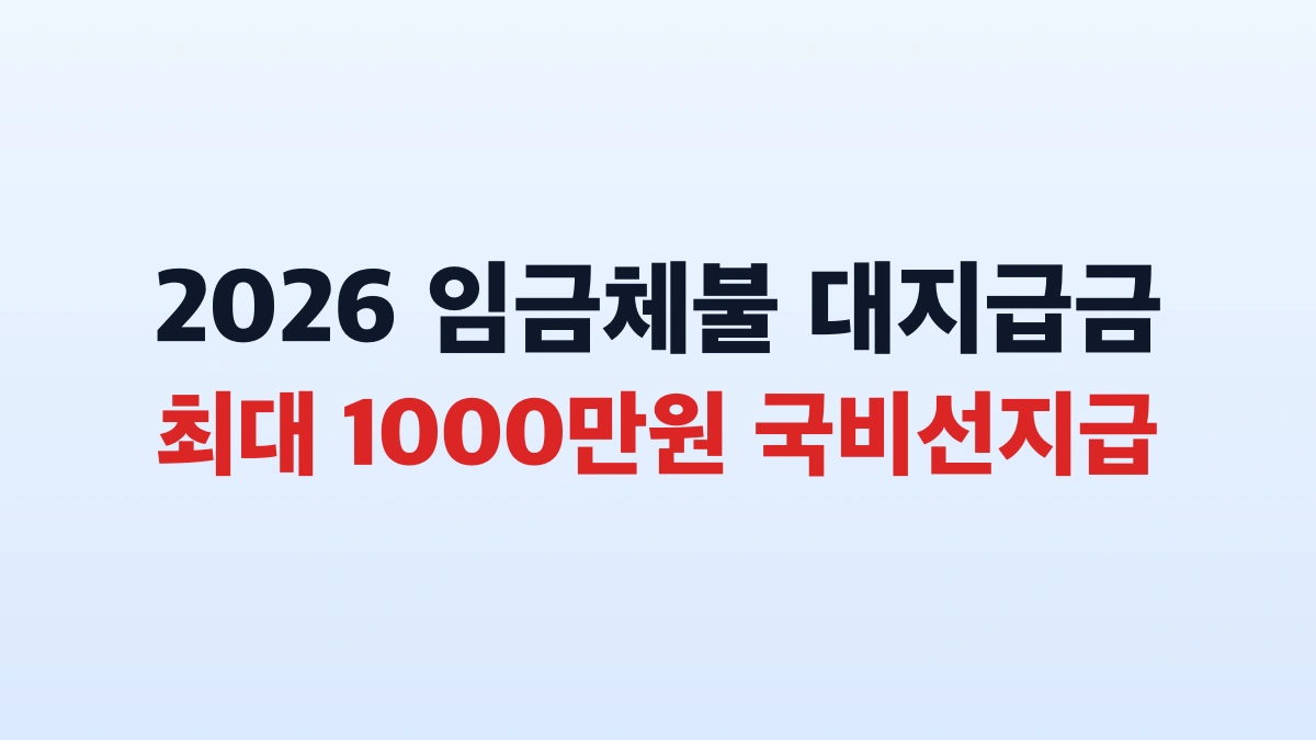 2026 임금체불 대지급금 총 1000만원 신청방법과 대책