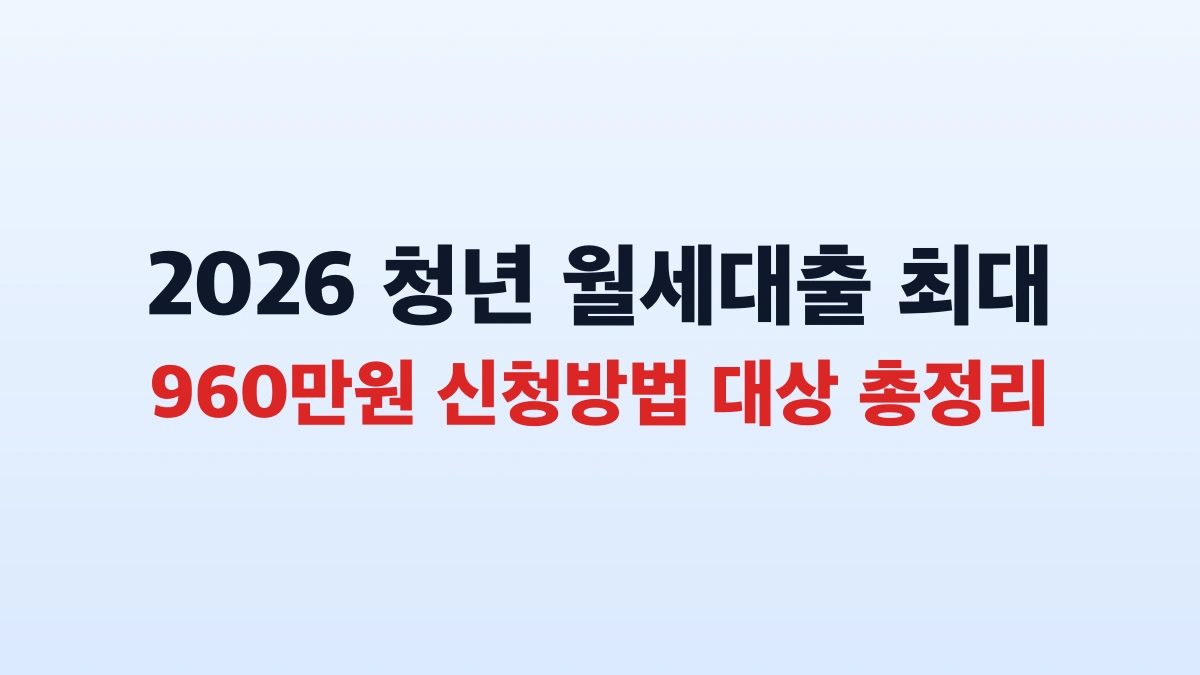 2026 청년 월세대출 최대 960만원 신청방법 대상 총정리
