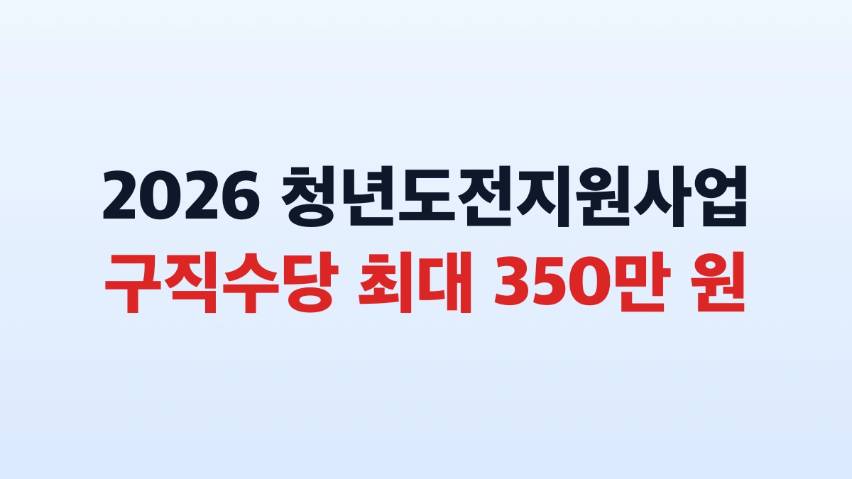 2026 청년도전지원사업 최대 350만원 신청방법 대상 총정리