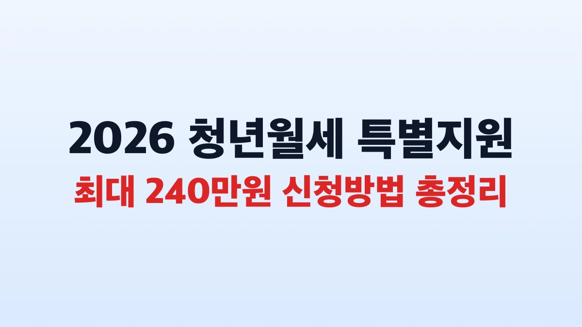2026 청년월세 특별지원 최대 240만원 신청방법 총정리