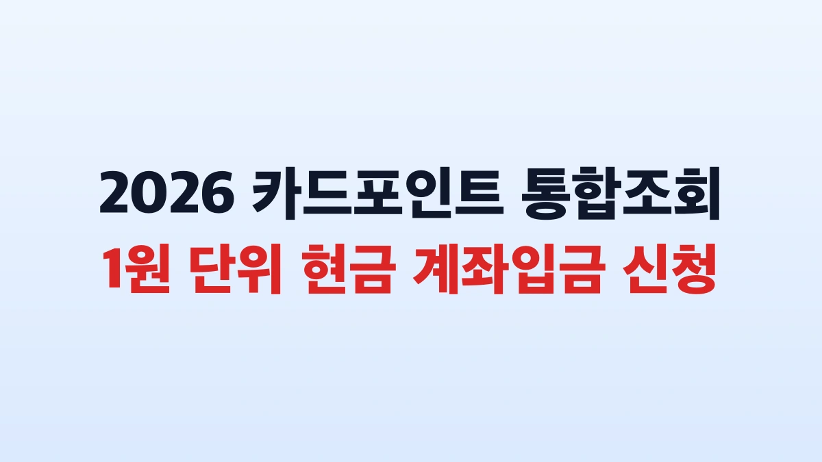 2026 카드포인트 통합조회 1원단위 계좌입금 총정리