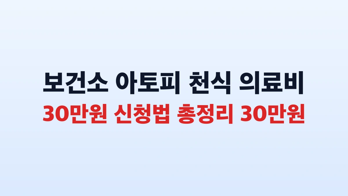 보건소 아토피 천식 의료비 30만원 신청법 총정리 30만원